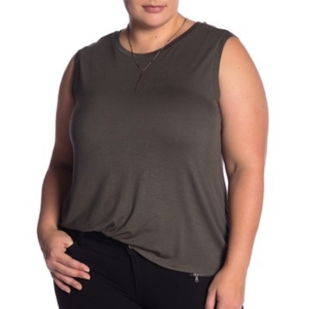 Halogen Crew Neck Hi-Low Tank Lightweight Plus